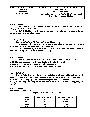 Đề thi chọn học sinh giỏi cấp thành phố môn Địa lí Lớp 9 - Năm học 2016-2017